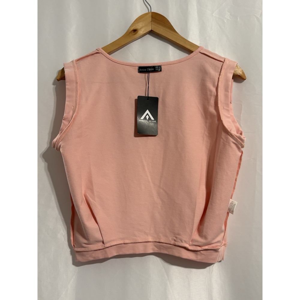 Arrive Guide Women's V-Neck Sleeveless Crop Top, Women's M Athletic Shirt Pink - Picture 5 of 8